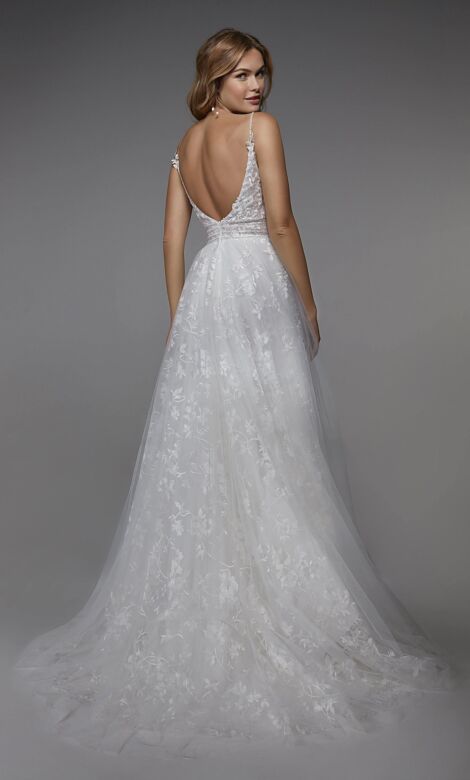Alyce Paris 7036 Plunging Neck Beaded Waist Bridal Gown