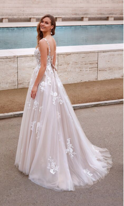 Alyce Paris 7043 Spaghetti Strap Lace-Up Back Wedding Dress