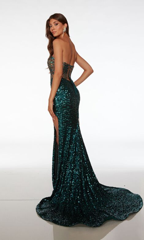Alyce Paris 61573 Cutaway Slit Illusion Corset Dress