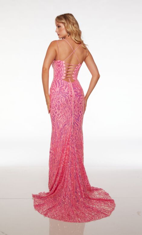 Alyce Paris 61618 Plunging Neckline Geometric Dress
