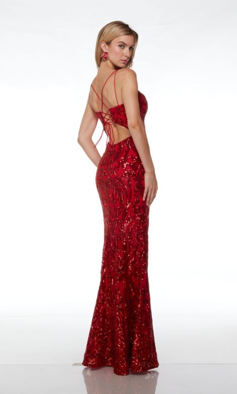 Alyce Paris 61677 Strappy Back Paisley Sequin Dress