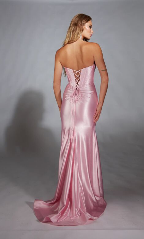 Alyce Paris 61733 High Slit Strapless Metallic Dress