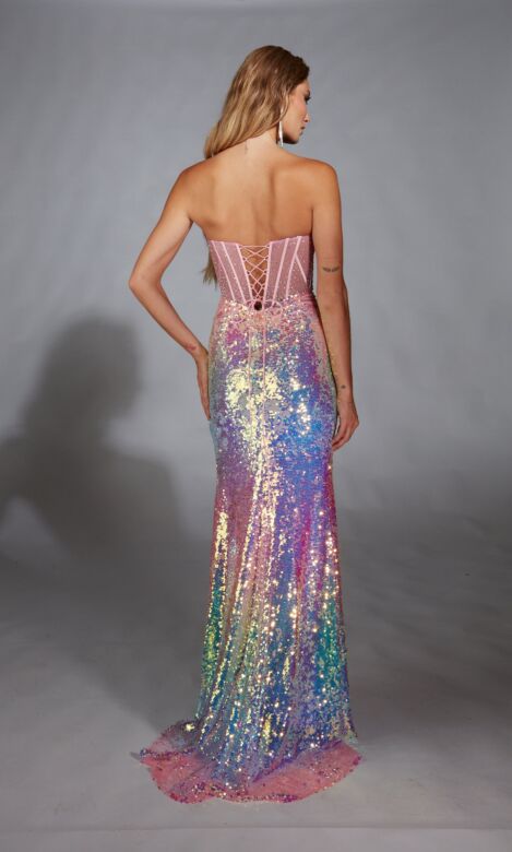 Alyce Paris 61734 Sequin Skirt Illusion Corset Strapless Dress