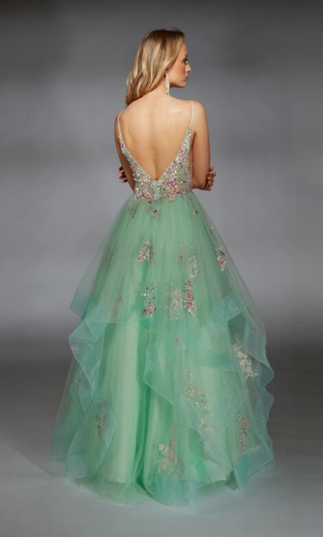 Alyce Paris 61735 Flounce Skirt Floral Appliques Dress