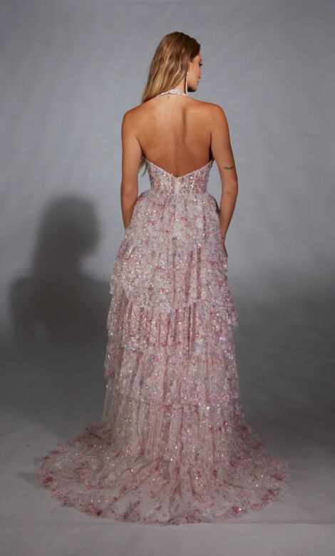 Alyce Paris 61740 Ruffle Skirt Floral Sequin Dress