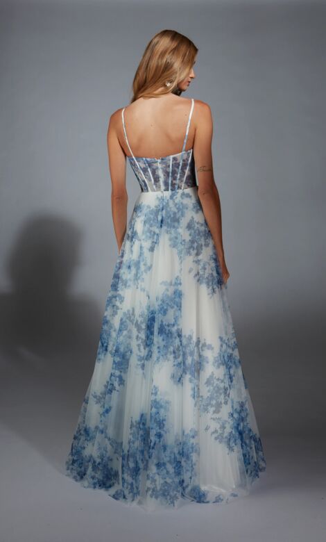 Alyce Paris 61752 High Slit Floral Corset Dress