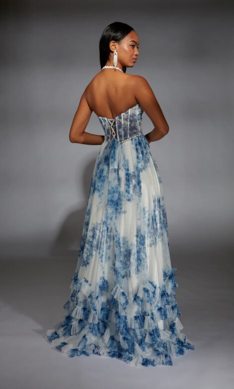 Alyce Paris 61757 Ruffle Skirt Halter-Neck Corset Dress