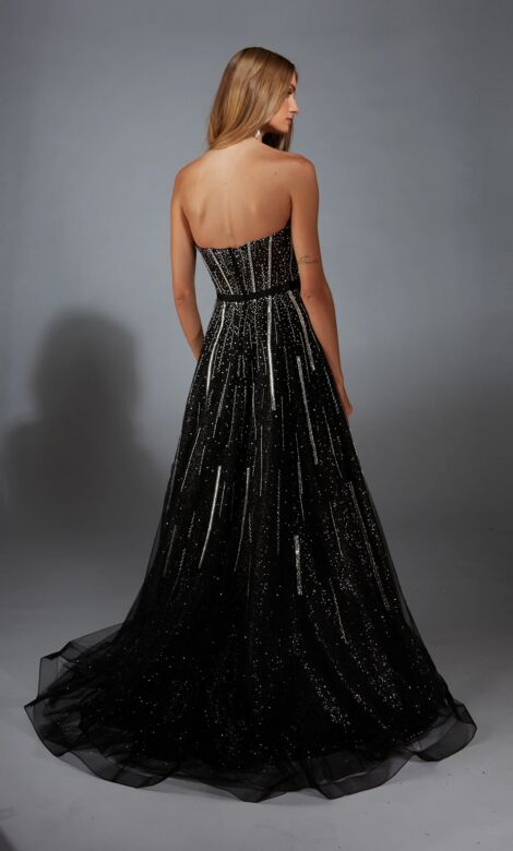 Alyce Paris 61770 Embellished Corset Strapless Glitter Dress