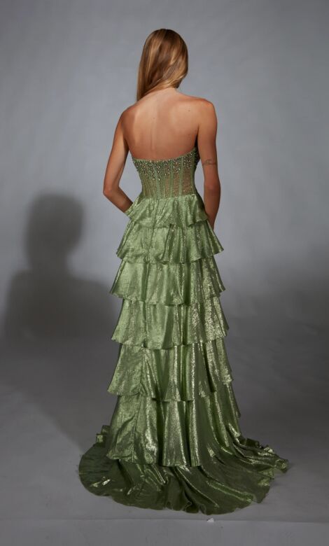 Alyce Paris 61783 Ruffle Skirt Strapless Corset Dress
