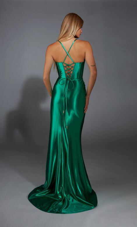 Alyce Paris 61849 Beaded Slit Plunging Neck Corset Dress