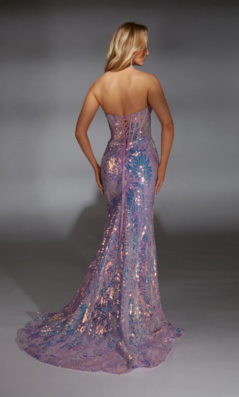 Alyce Paris 61862 Strapless Corset Floral Sequin Dress