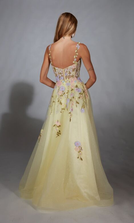 Alyce Paris 61909 High Slit Embroidered Corset Dress