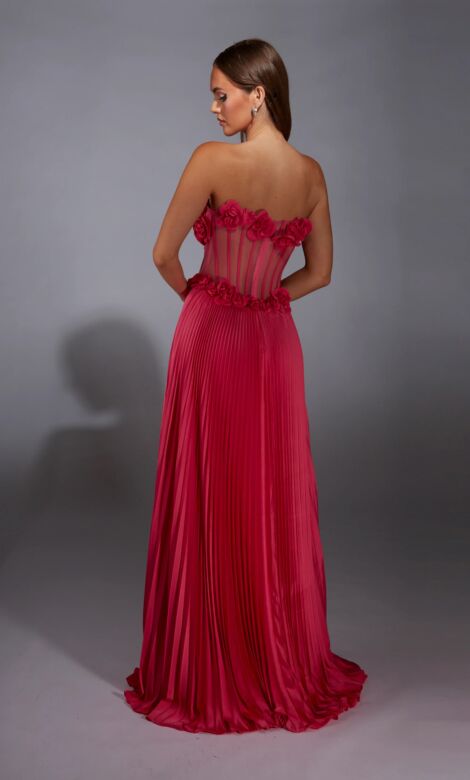 Alyce Paris 61935 Rosette Top Pleated Skirt Strapless Dress