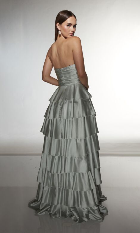 Alyce Paris 61987 High Slit Tiered Skirt Strapless Dress