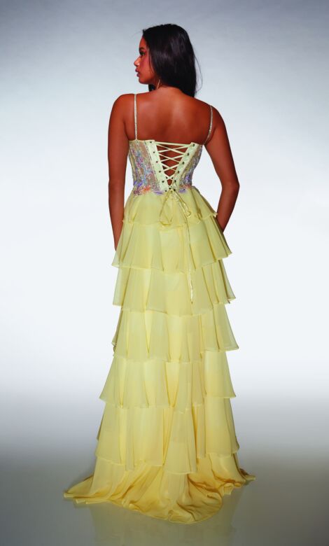 Alyce Paris 61993 Tiered Skirt Lace-Up Back Dress