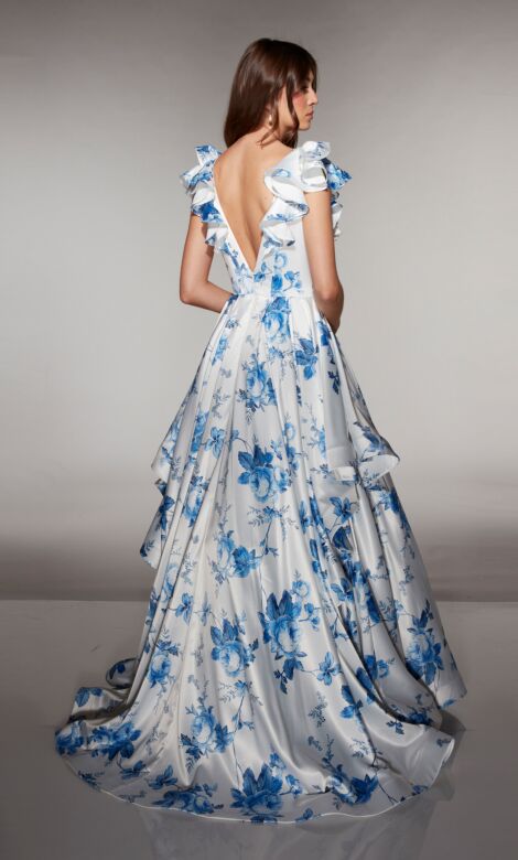 Alyce Paris 62001 Ruffle Sleeve Low V-Back Dress