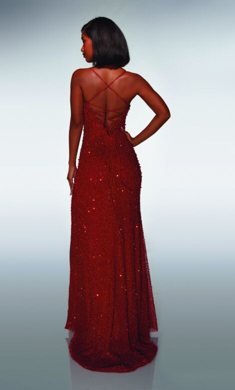 Alyce Paris 62004 High Slit Beaded Plunging Neck Dress