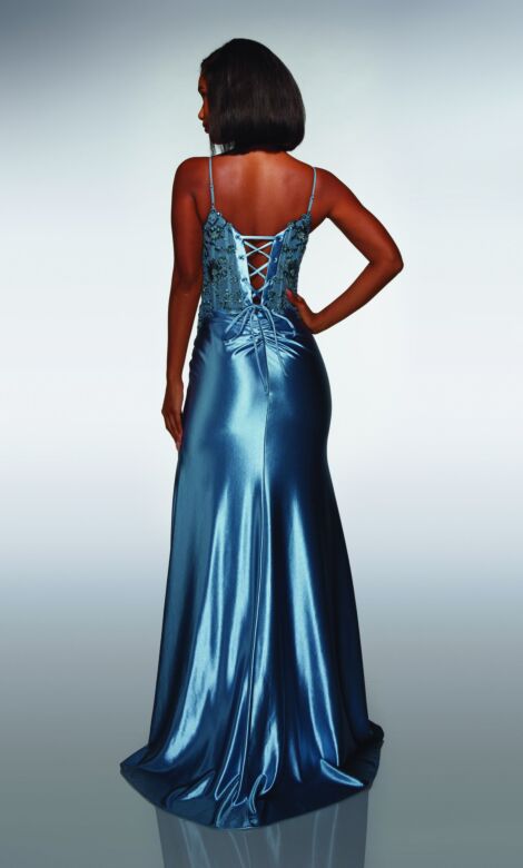 Alyce Paris 62006 Spaghetti Strap Satin Lace-Up Back Dress