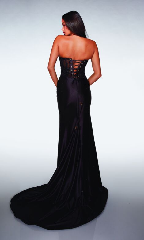 Alyce Paris 62011 High Slit Strapless Draped Skirt Dress