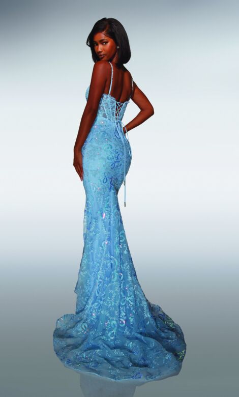 Alyce Paris 62017 Front Bow Spaghetti Strap Beaded Dress