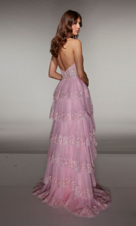 Alyce Paris 62037 High Slit Plunging Halter Neck Dress