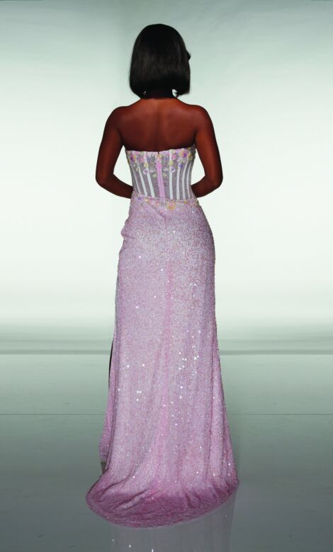 Alyce Paris 62047 Scoop Neck Beaded Draped Skirt Dress