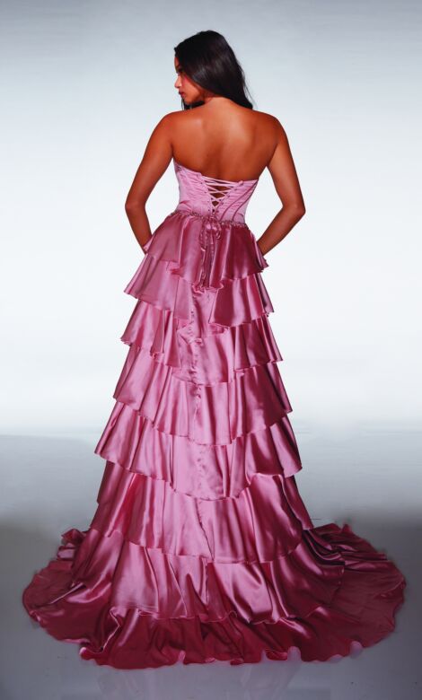 Alyce Paris 62050 Beaded Sweetheart Neck Tiered Satin Skirt Dress