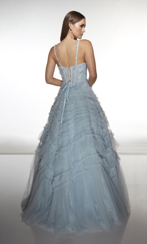 Alyce Paris 62058 Ruffle Skirt Lace-Up Back Dress