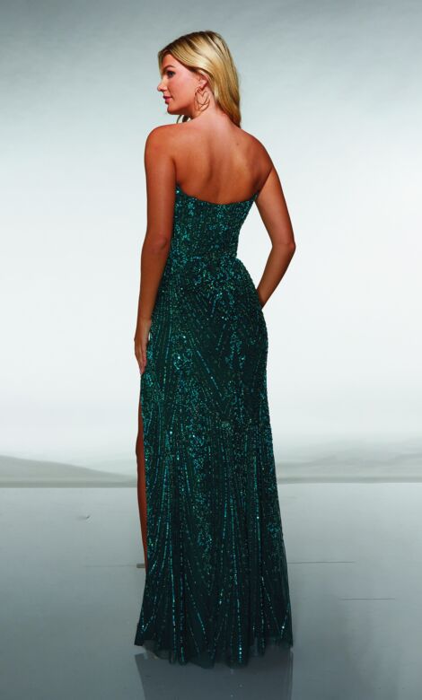 Alyce Paris 62114 High Slit Strapless Plunging Neck Dress