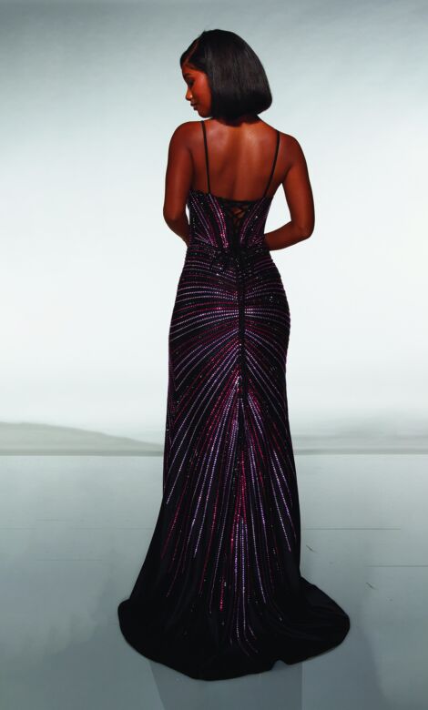 Alyce Paris 62117 Spaghetti Strap Lace-Up Back Dress