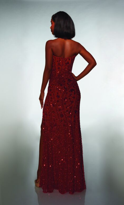 Alyce Paris 62136 High Slit Plunging Neck Beaded Dress