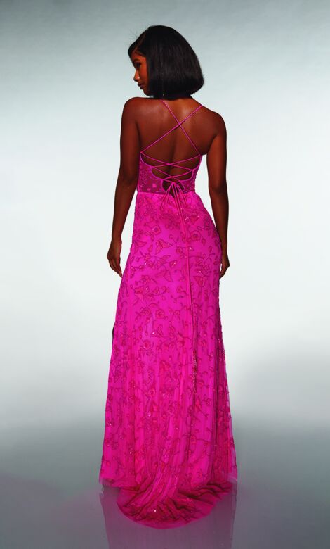 Alyce Paris 62139 Plunging Neck High Slit Dress