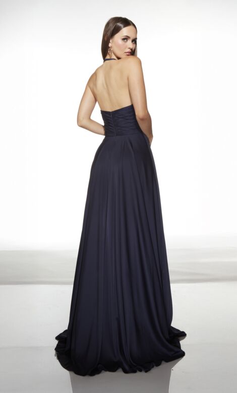 Alyce Paris 62152 High Slit A-Line Halter Sweetheart Dress