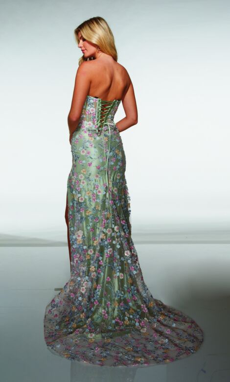 Alyce Paris 62178 Illusion Corset Top Lace-Up Back Dress