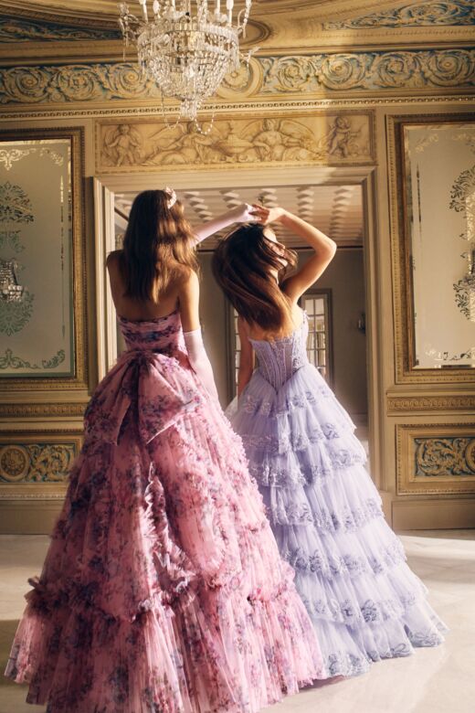 Alyce Paris 62191 Illusion Corset Top Tiered Skirt Dress