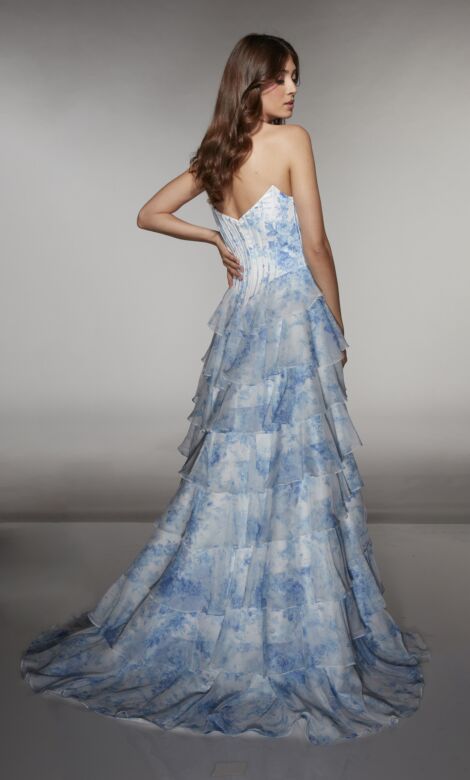 Alyce Paris 62192 A-Line Tiered Skirt Beaded Neck Dress
