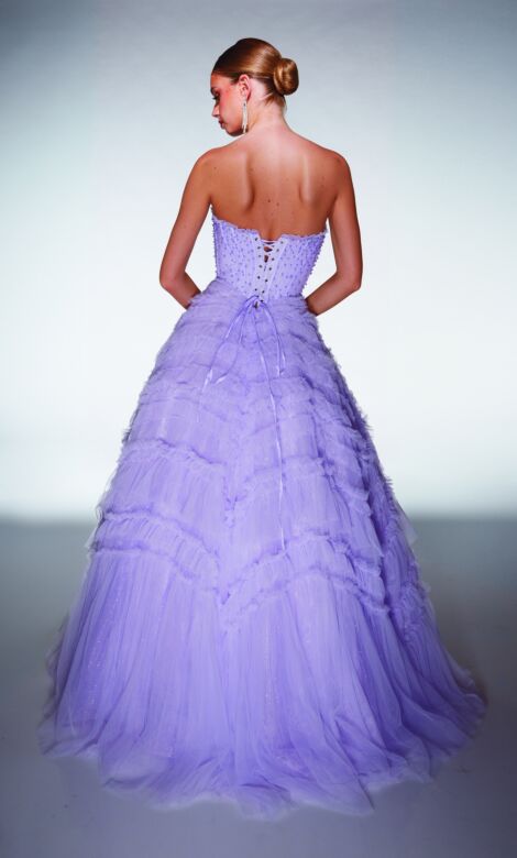 Alyce Paris 62208 Strapless Beaded Corset Lace-Up Back Dress