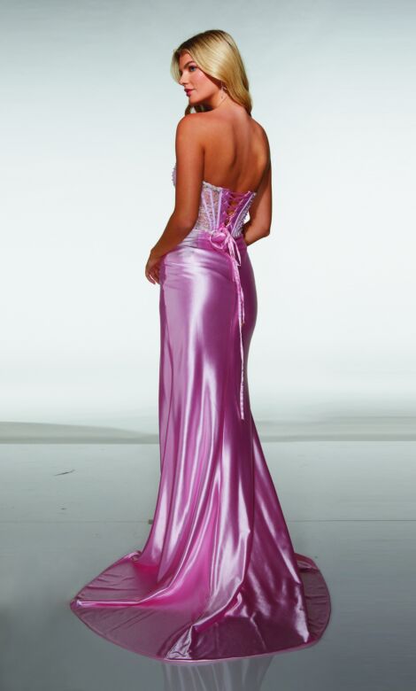 Alyce Paris 62209 Beaded Strapless Top Satin Skirt Dress