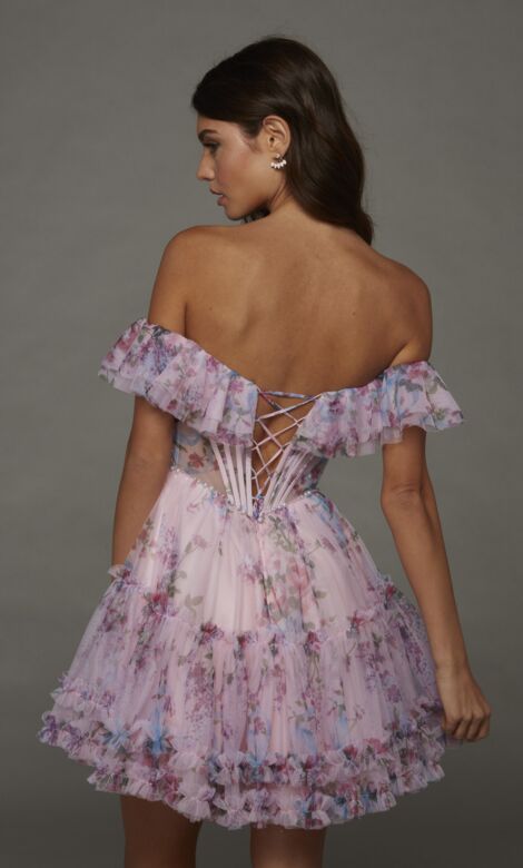 Alyce Paris 30103 Multicolor Off-The-Shoulder A-line Dress