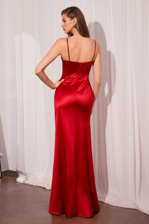 Amoris by LaDivine T608 Drape Sweetheart Neck Side Slit Dress