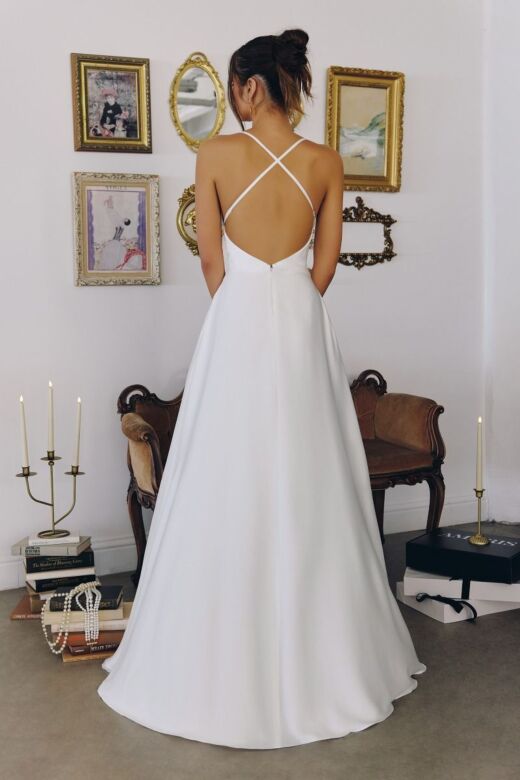 Amoris T714W Nadia Spaghetti Strap Cowl Neckline Wedding Dress