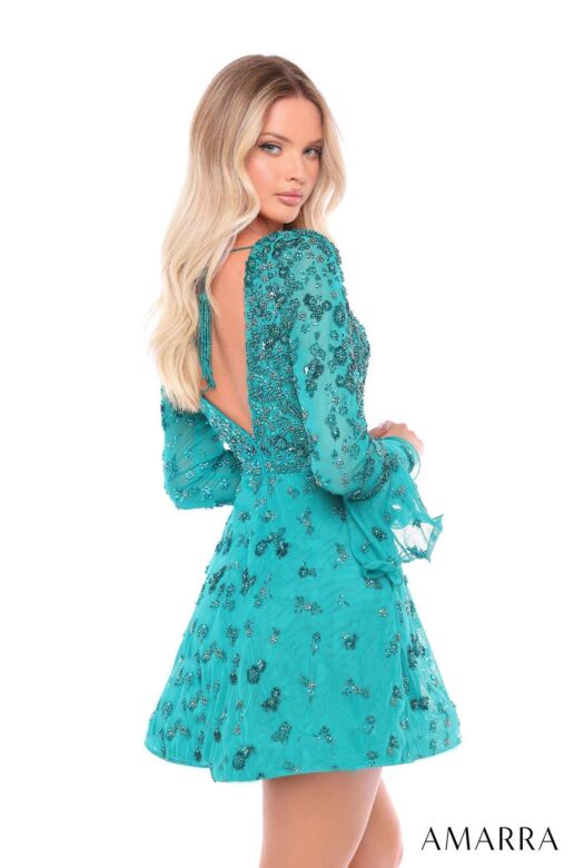 Amarra 88032 Long Sleeve Plunging Neck Dress