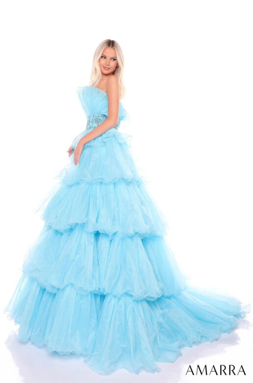 Amarra 88083 Crumbcatcher Neckline Layered Skirt Dress