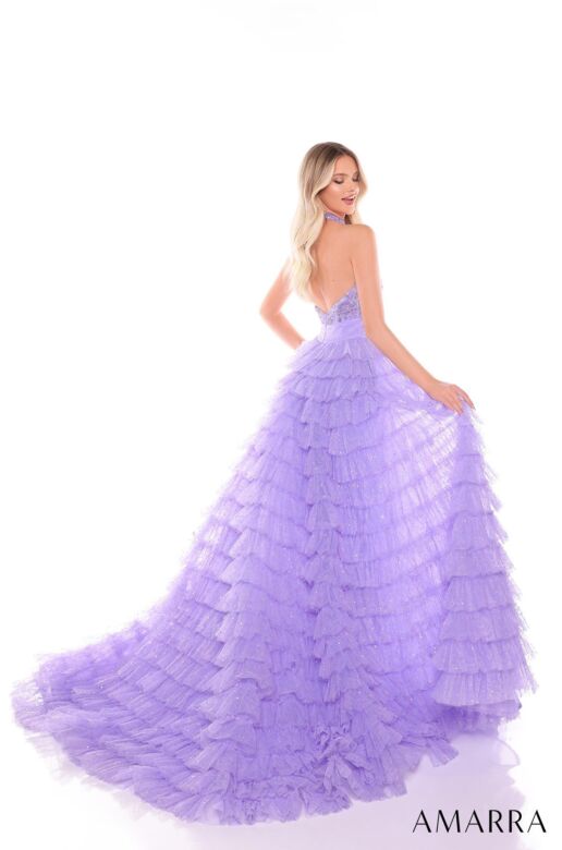 Amarra 88102 Ruffle Skirt Halter Neck Dress