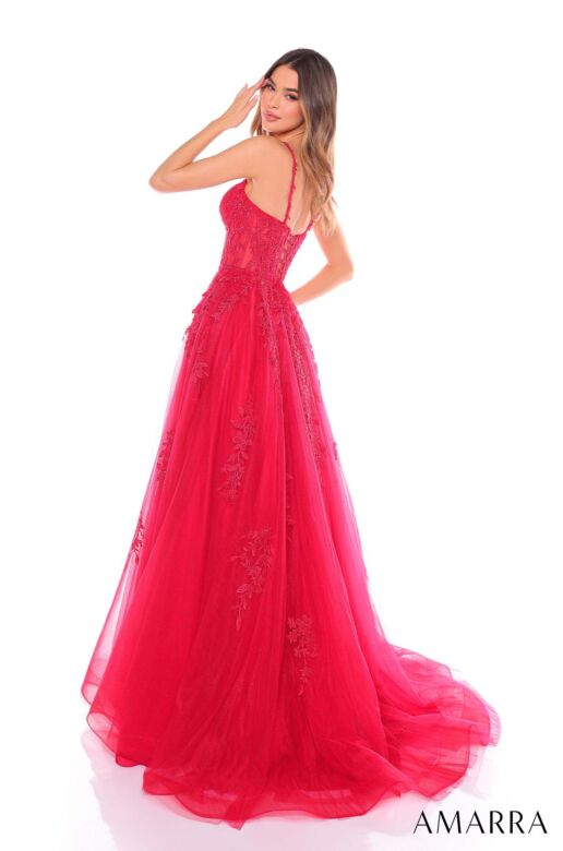 Amarra 88109 Sweetheart Neckline Sheer Corset Dress