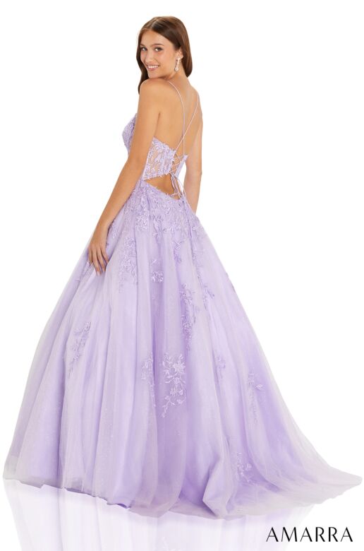 Amarra 88584 Scoop Neck Sheer Corset Dress