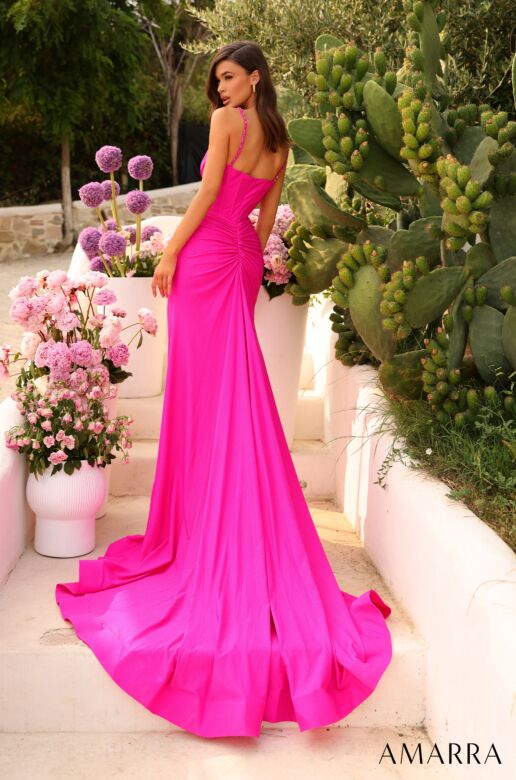 Amarra 88760 Beaded Neckline High Slit Dress