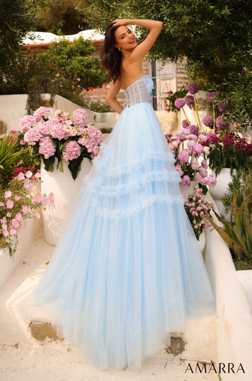 Amarra 88794 Ruffle Skirt Illusion Corset Dress