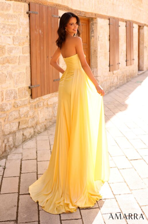 Amarra 88835 Side Tail Strapless Ruched Dress