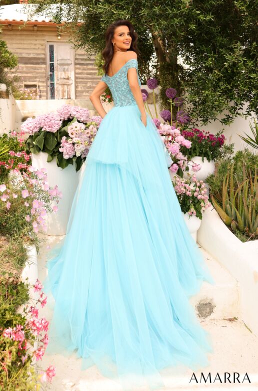 Amarra 94038 Layered Skirt Off The Shoulder Dress